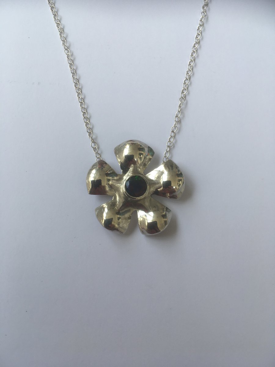 Black Opal Blossom Pendant 