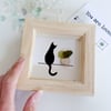 Mini Framed Sea Glass Art Picture - Cat - Plant - Cute - Window
