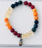Carnelian Citrine Moss Agate Bracelet Sterling Silver Gnome - Pumpkin Gatherer 