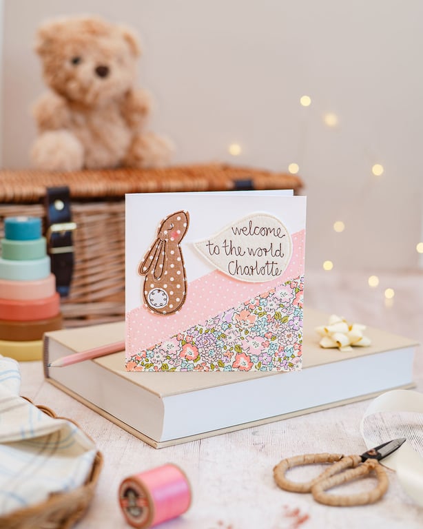 Bunny Personalised New Baby Card