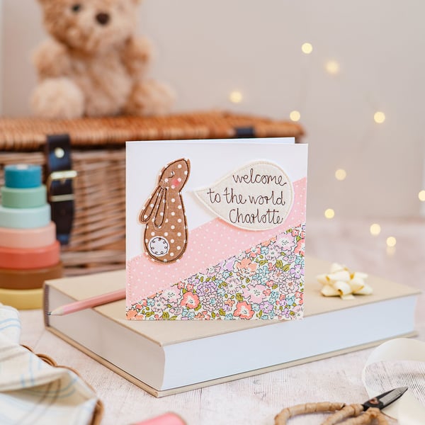 Bunny Personalised New Baby Card