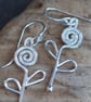 Silver Spiral Flower Dangle Earrings - Image 5