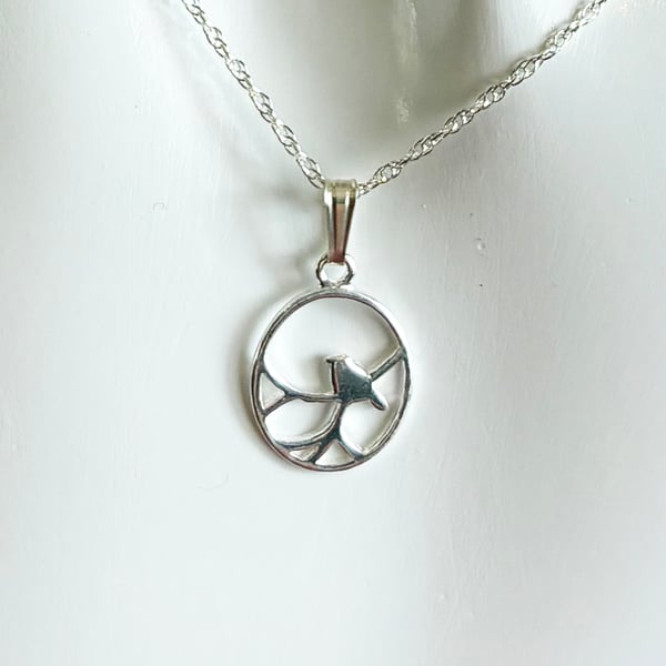 Sterling Silver Nightingale Pendant on 40cm Rope Chain