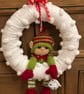 Christmas wreath white red green elf 