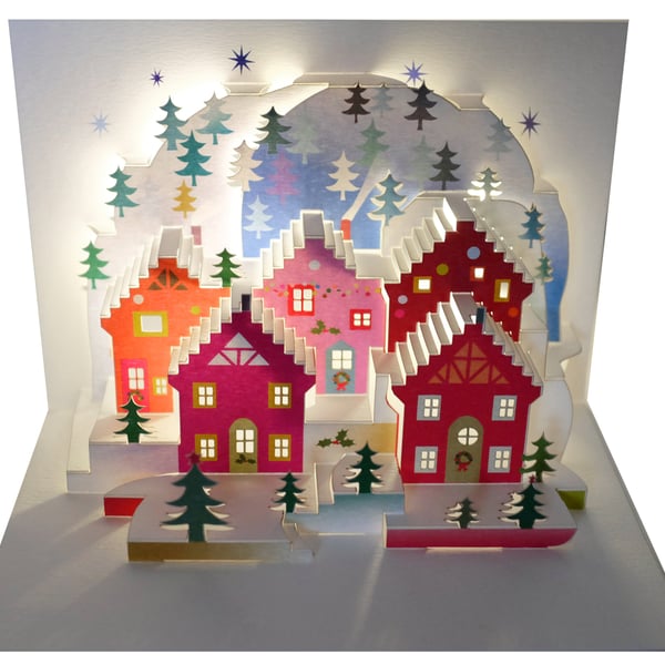 Pop Up Alpine Village Card, Christmas Card, Winter Card - POP094