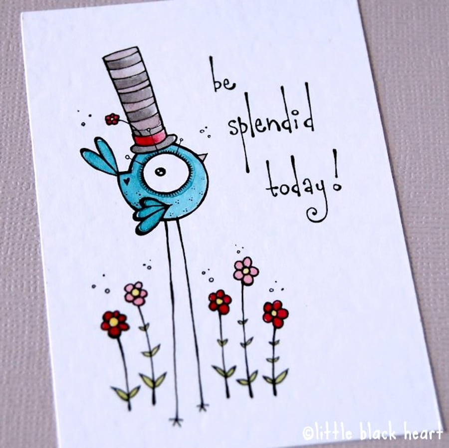 splendid bird - original aceo