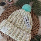 Crochet Hat Beanie Faux Fur Pompom Chunky Yarn