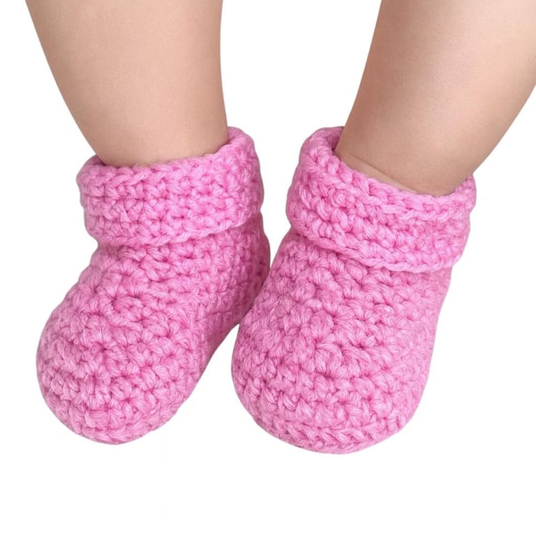 Fondant Pink Crocheted Baby Booties Set, 0-3 Months, Baby Girl, Gender Reveal
