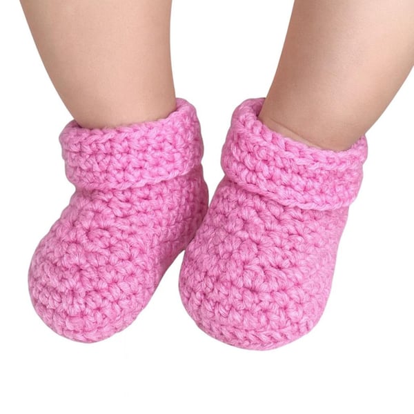 Fondant Pink Crocheted Baby Booties Set, 0-3 Months, Baby Girl, Gender Reveal