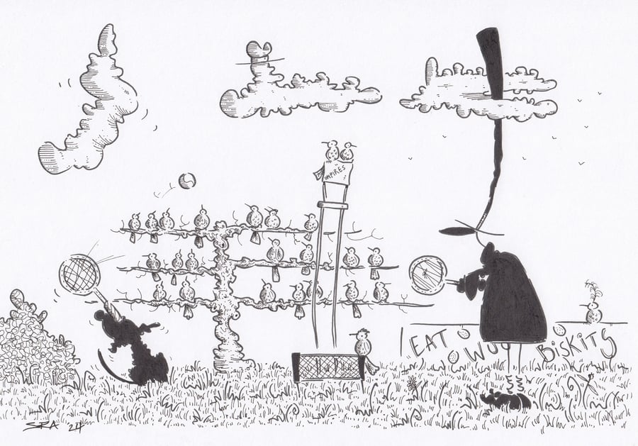 'The Tennis Match' an A4 sized original artwork