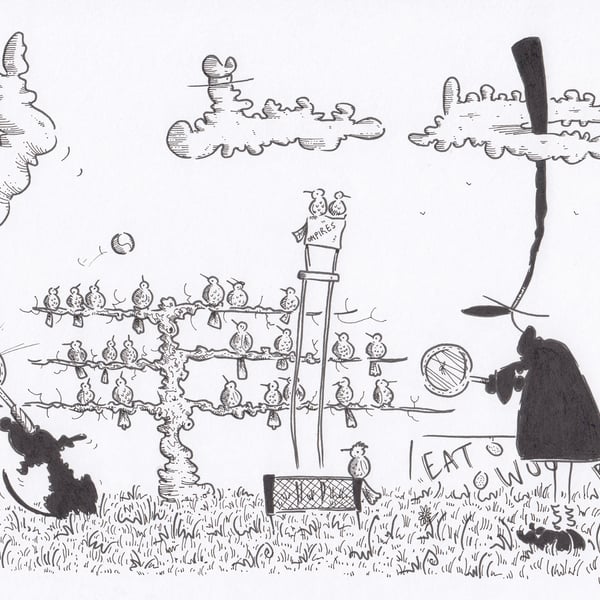 'The Tennis Match' an A4 sized original artwork