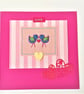 Love Birds cross stitch card with heart sequin detail and the word 'Love'