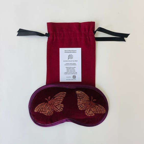 Wine velvet Butterfly Lavender Infused Eye Mask
