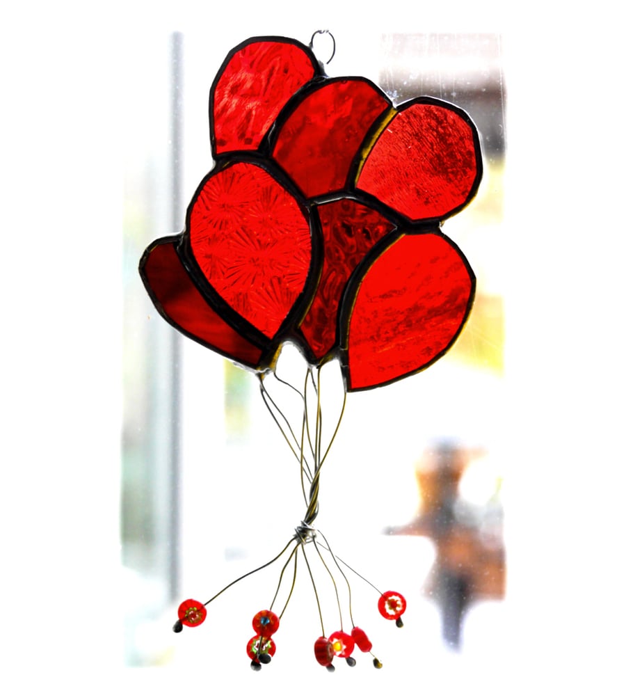 Balloons Suncatcher Stained Glass 009 Red
