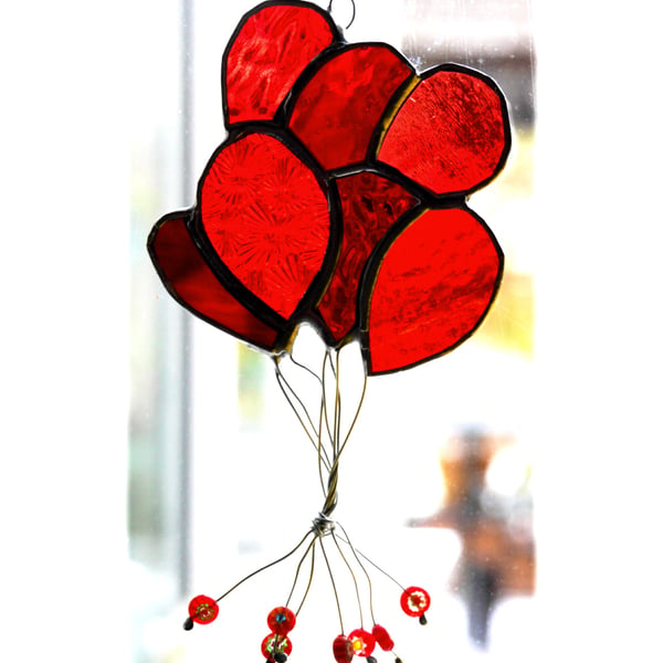 Balloons Suncatcher Stained Glass 009 Red