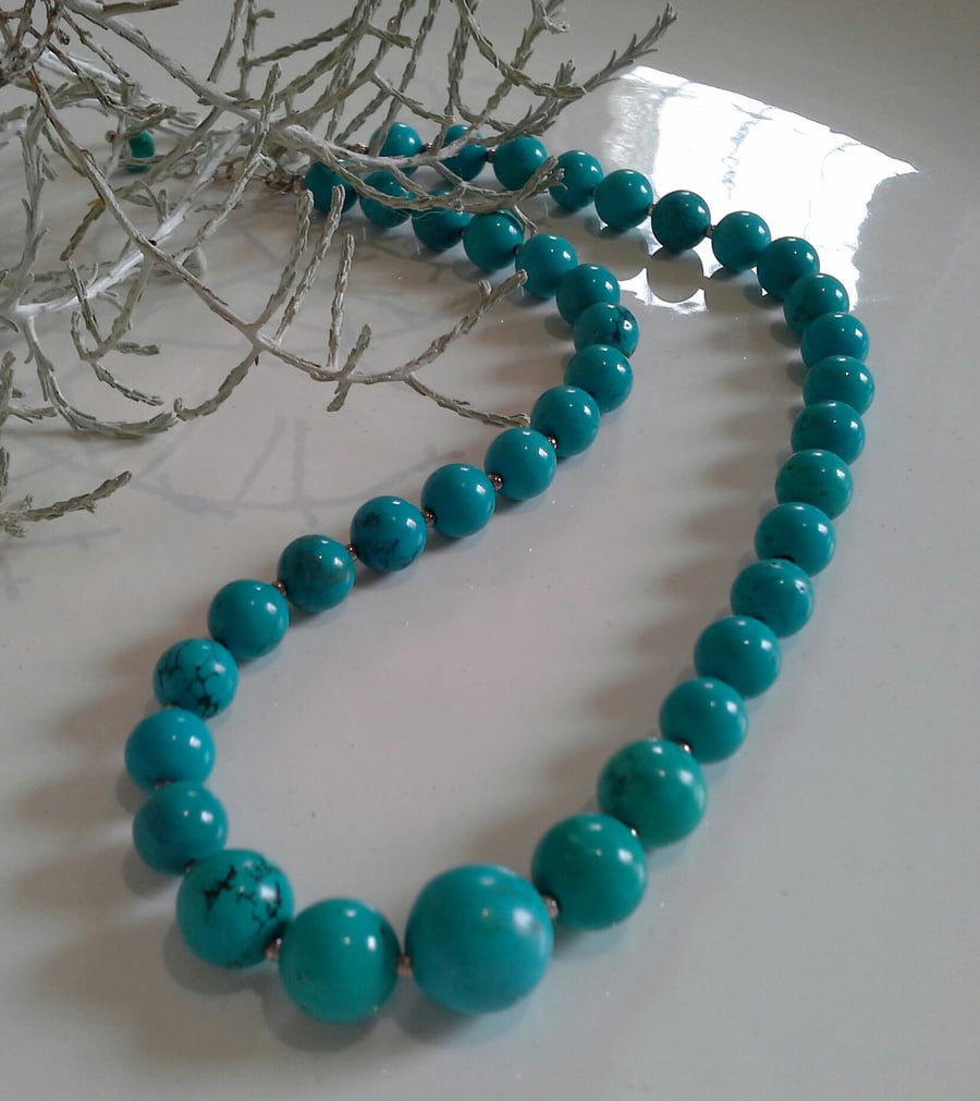 Turquoise (Rec;) Necklace Sterling Silver