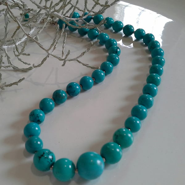 Turquoise (Rec;) Necklace Sterling Silver