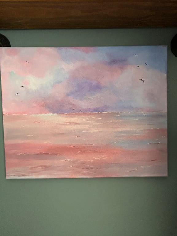 Serene shores. Original acrylic seascape 20x16"