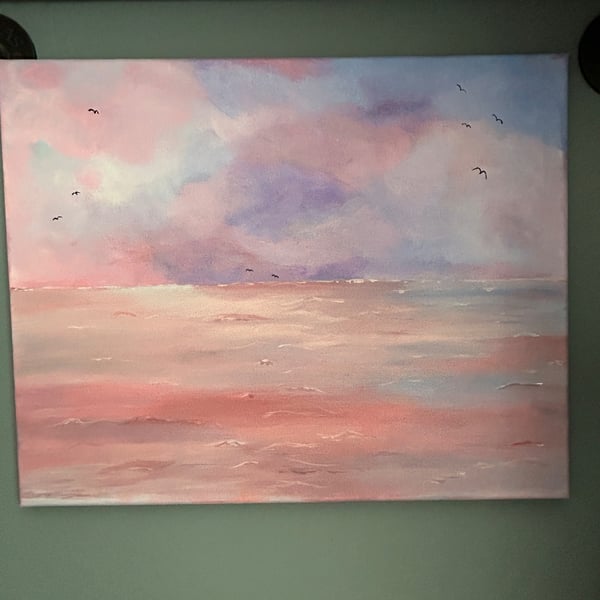 Serene shores. Original acrylic seascape 20x16"