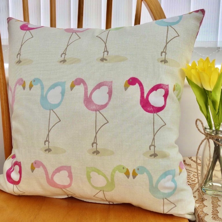 Cushion: Character Flamingo design, Double Sided with pad and zip fastening 