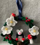 Wreath Decoration - White Mouse in Winter design - Image 1