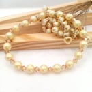 Stretch Bracelet - Yellow Pearlescent Preciosa Crystal Pearl Bracelet 