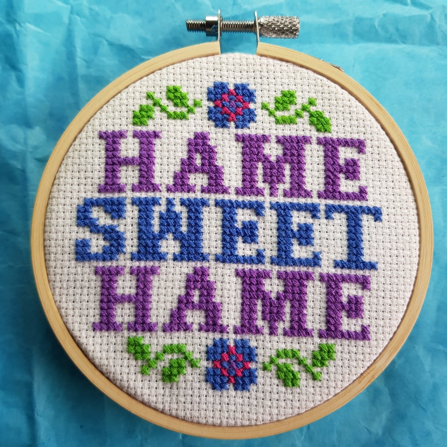 Hame Sweet Hame Cross Stitch Kit on Folksy