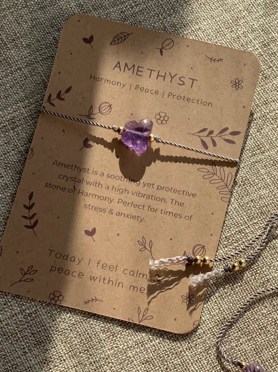Amethyst Butterfly Bracelet. Adjustable Bracelet.