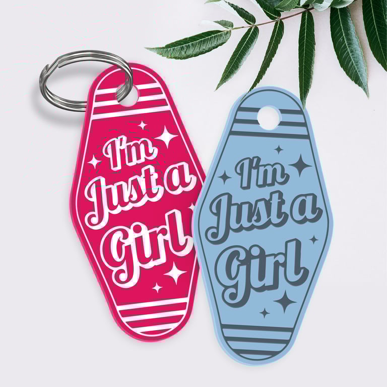 Retro Motel Keyring – “I’m Just a Girl” Acrylic Keychain - Stars: Gift 