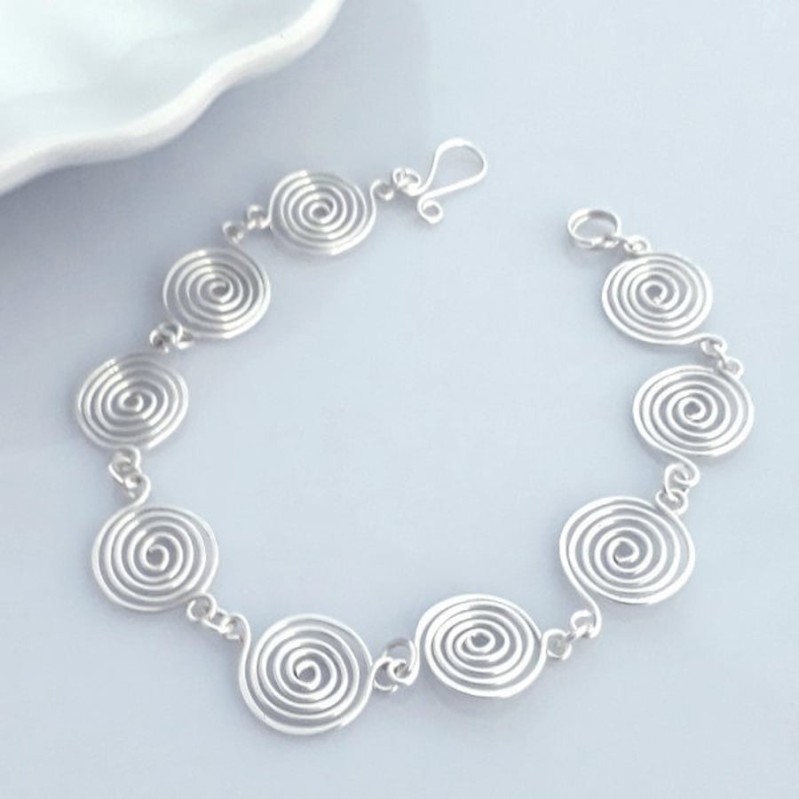Celtic silver spiral bracelet