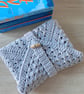 Granny Square Book Sleeve - Book Wrap - Grey Crocheted Book Sleeve - Image 3
