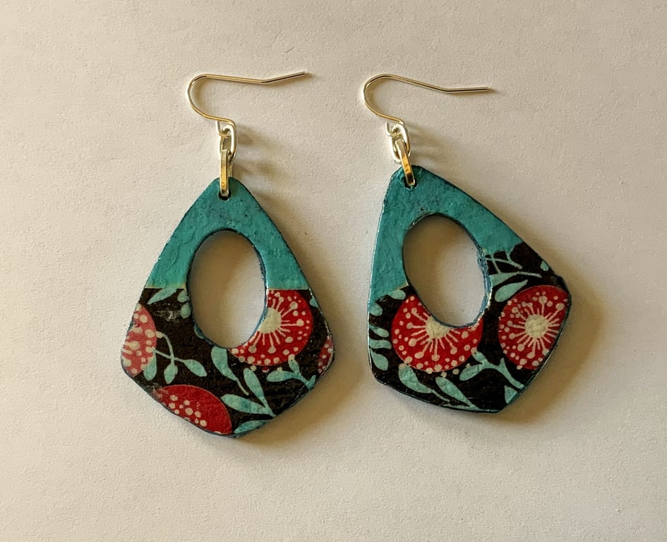 Geometric wood earrings