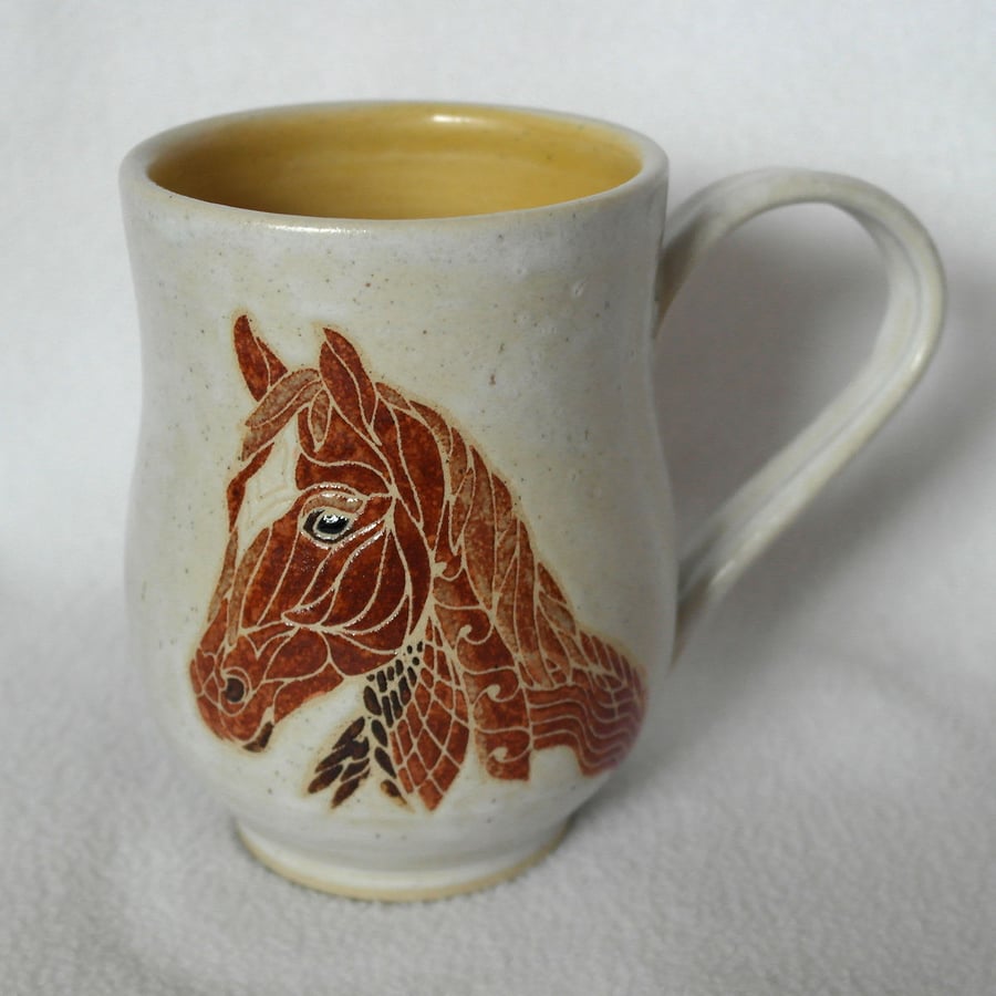 19-75 Handmade Stoneware Horse Mug