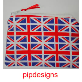 Red White and Blue Union Jack Flag Zipped Coin Purse