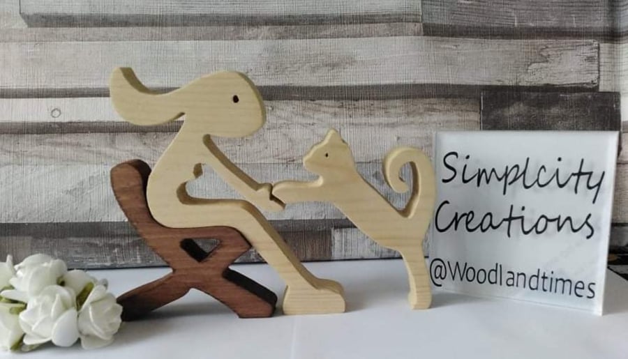 Girl and cat, boy and cat, handmade decor, cat lover gift, cat owner gift, new 