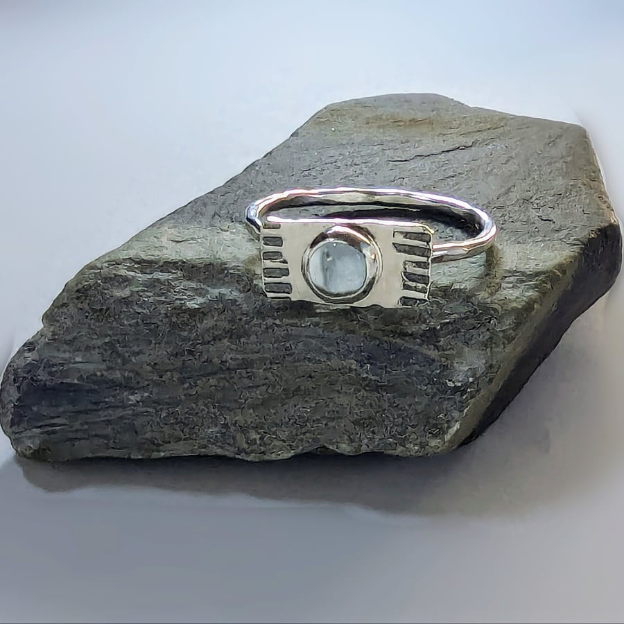 Recycled Sterling Silver Topaz Textured Ring