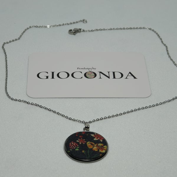 Hand Crafted Pretty Pendant - Made Using Liberty Print Fabric 