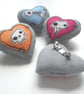 freehand embroidered chicken skull heart textile brooch purple - Image 7