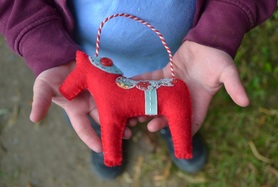 Dala horse - Christmas Tree decoration, hanging decoration - Charity sale