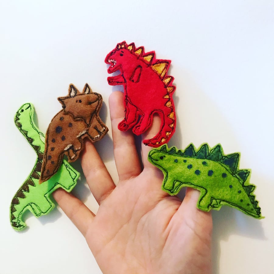 Dinosaur Finger Puppets, Stocking Filler, Kids Toys, Dinosaur Gift