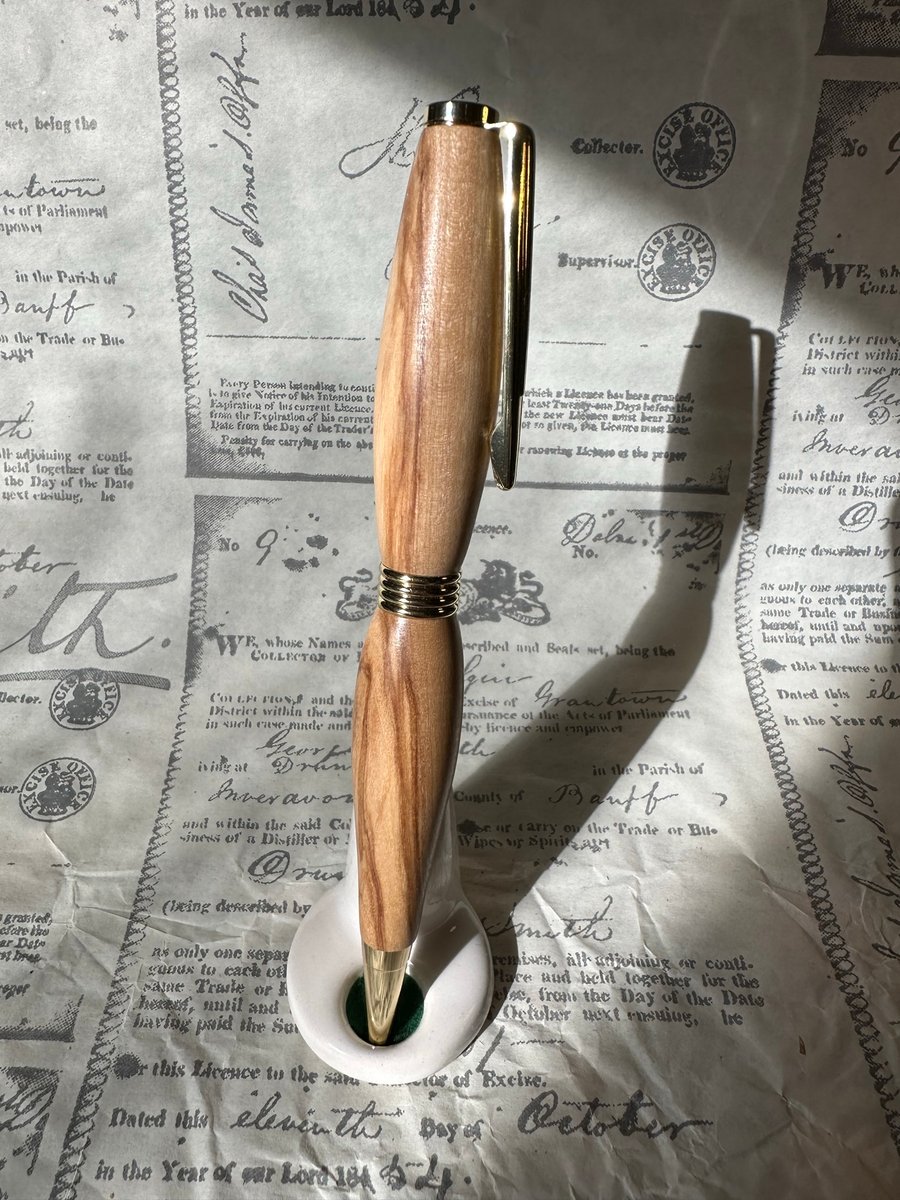 Olive Wood & Gold Ballpoint Pen