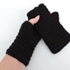 Seconds Sunday Crochet Fingerless Mitts Black Adults