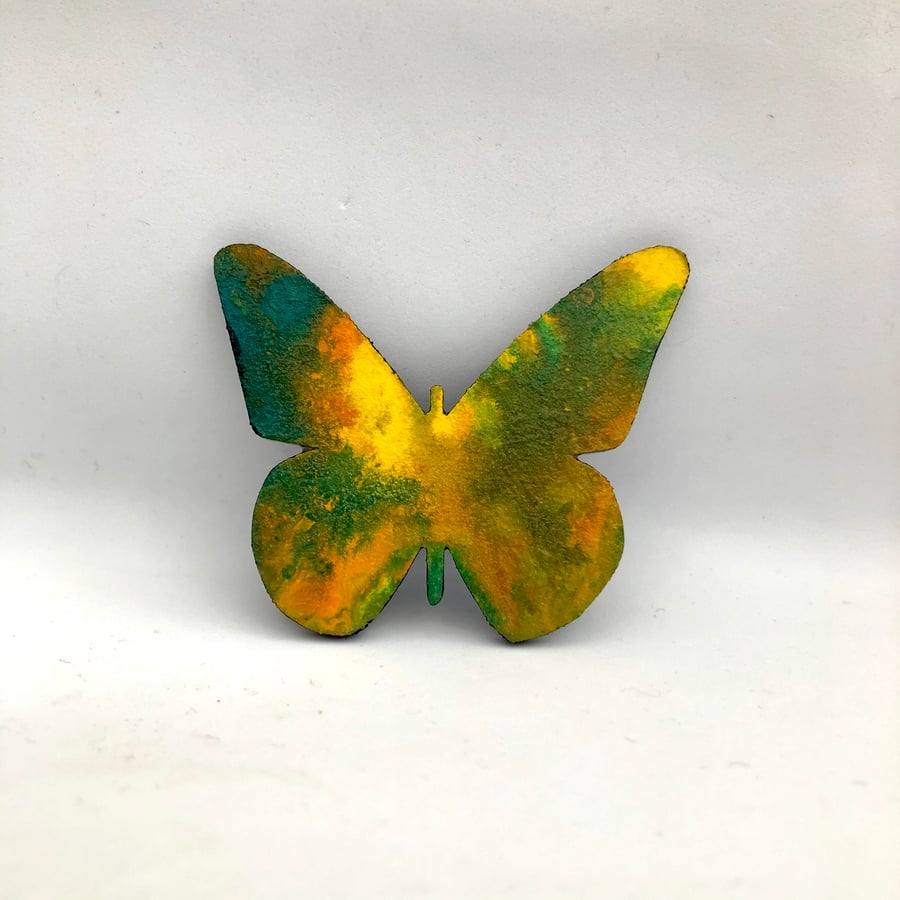 Marbled Butterfly Brooch - Yellow