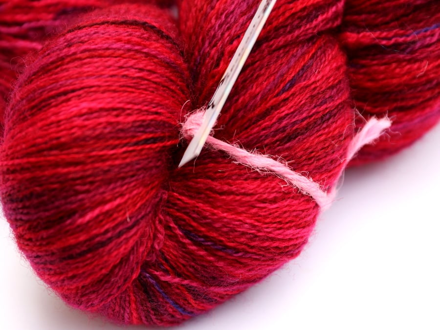 SALE: Garden Fuchsias - Superwash Bluefaced Leicester laceweight yarn