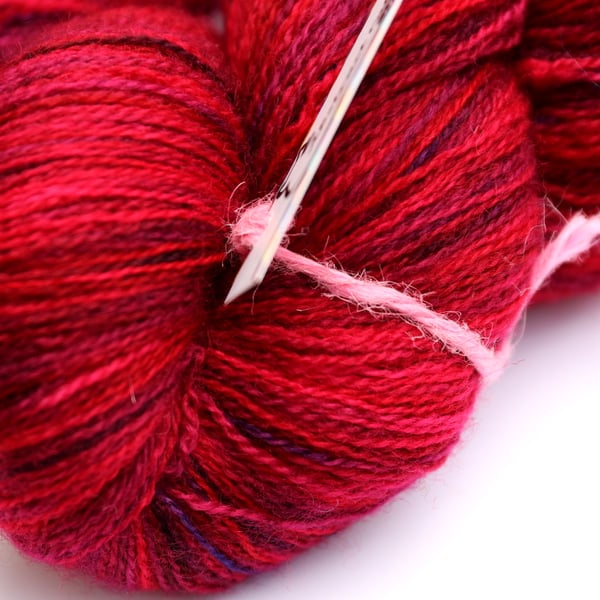 SALE: Garden Fuchsias - Superwash Bluefaced Leicester laceweight yarn