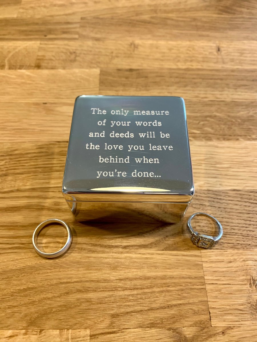 Personalised Professionally Engraved Silver Plated Square Hinged Trinket Box