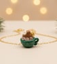 Gingerbread Man Necklace, Hot Chocolate Charm, Polymer Clay Christmas Gift - Image 5