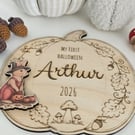 Personalised My First Halloween Plaque - Arthur Rabbit Wooden Keepsake