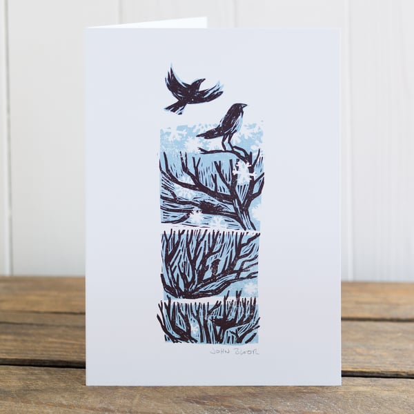 Winter Drifts "Crows" greetings card, Christmas card, blank inside