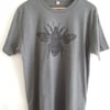 Bumble Bee Unisex grey organic cotton ethical printed T shirt